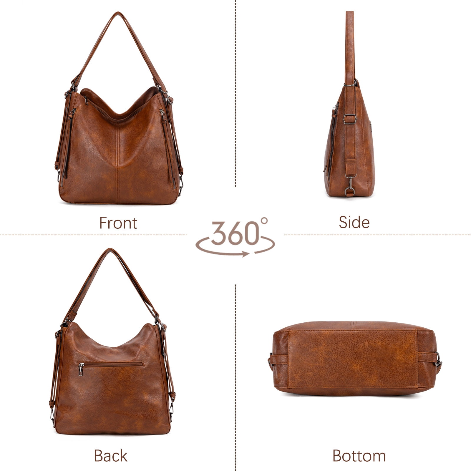 Kabaqoo Leather Shoulder Bag for Women, 3pcs Crossbody Purses Tote Satchel