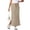 Khaki, variant on Smoofit Maxi Skirt for Women Modal Soft Drawstring Casual Long Skirts Side Slits Midi Lounge with 2 Pockets Solid Color Office Lady Skirt