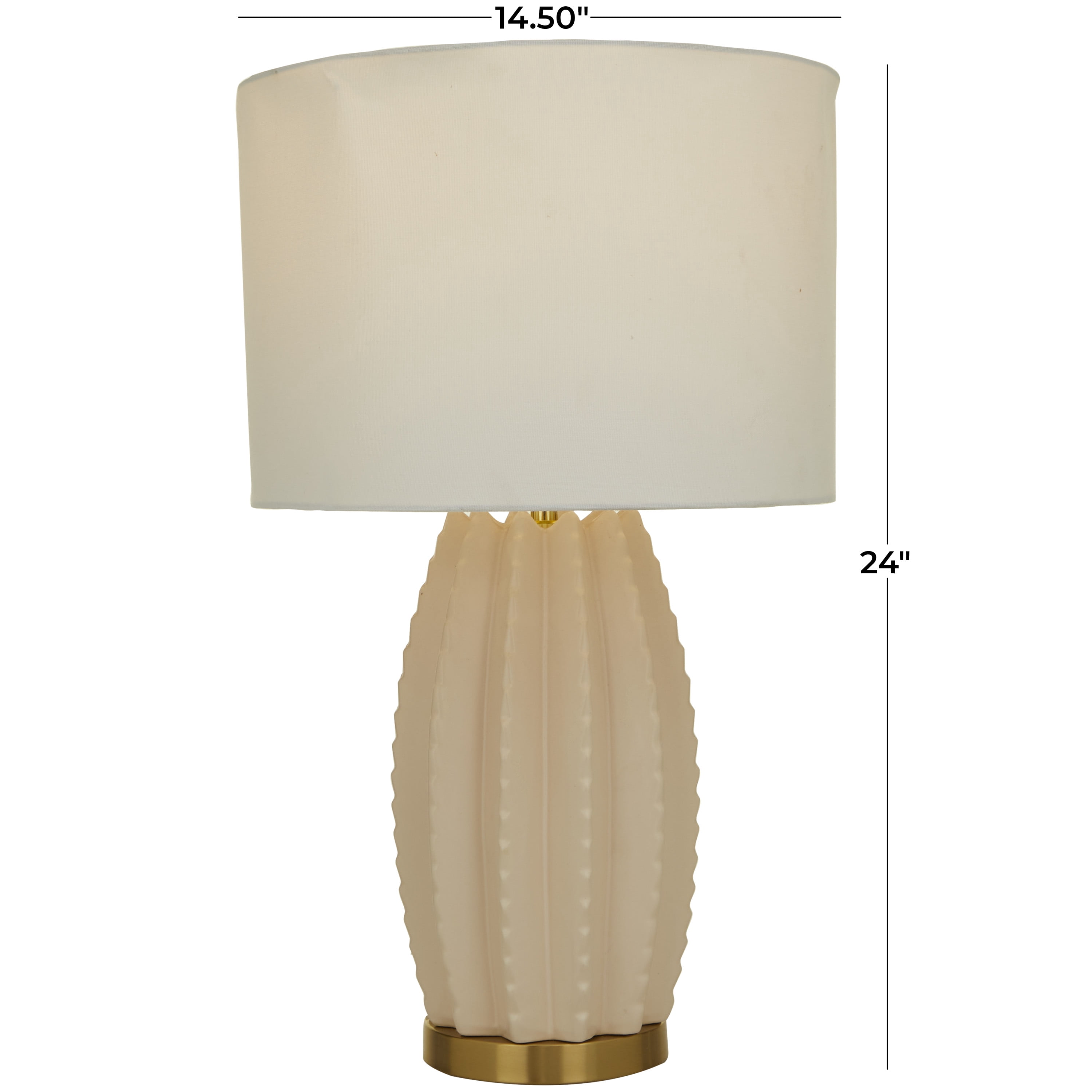 CosmoLiving by Cosmopolitan 24" Gourd Style Base Cream Table Lamp with Cream Linen Shade