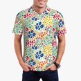 thumbnail image 3 of Balery Cartoon Flowers Printed Men’s Short Sleeve Polo Shirt, Midweight Men's Shirt,Golf Polo shirts -Small, 3 of 9