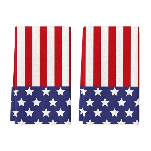 Sm:)e American Flag Stars Stripes 4th of July Memorial Day Kitchen Towels Dish Towels, 18x26 Inch Memorial Day Decoration Hand Towels Set of 2