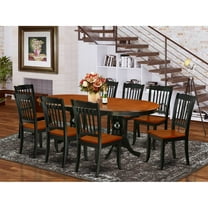 East West Furniture Plainville 9-Piece Wooden Dining Set in Black/Cherry