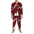 thumbnail image 4 of Kll Christmas Tree Buffalo Plaid Sleepwear Mens Flannel Pajamas,Long Cotton Pj Set, 4 of 9