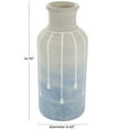 thumbnail image 3 of DecMode 15" Abstract Ombre Drip Blue Ceramic Vase with Gray and White Accents, 3 of 10