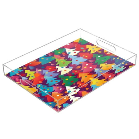 

Acrylic Tray 15.7*11.8*1.9 Inch Transparent Tray Food Tray Tea Cup Tray Serving Trays Cosmetics Storage Kitchen Table Bathroom Sundry Storage Colorful Christmas Tree5