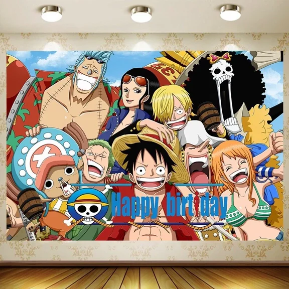 Anime Theme Birthday Party Backdrop Decoration, 5x3.5ft Happy Birthday Backdrop