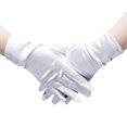 thumbnail image 1 of Women's Short Satin Opera Gloves Soft Stretchy Breathable Wrist Length Banquet Gloves for Wedding Bridal Evening Dress, 1 of 5