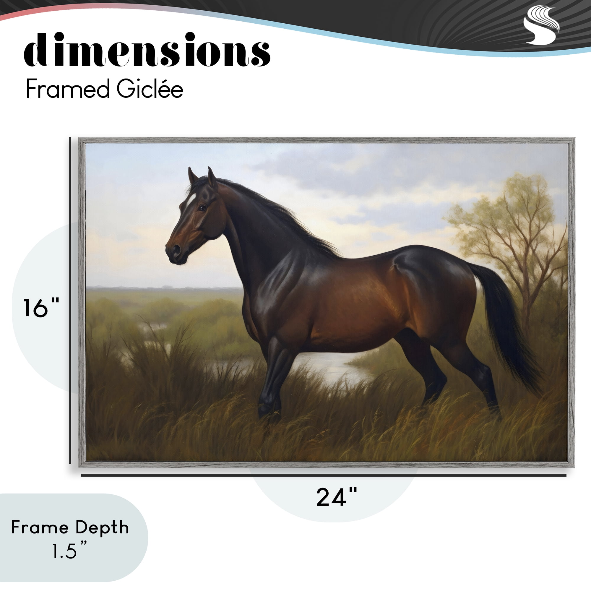 Stupell Industries Stallion in Marshland Gray Framed Giclee Art, design by Creative Studio