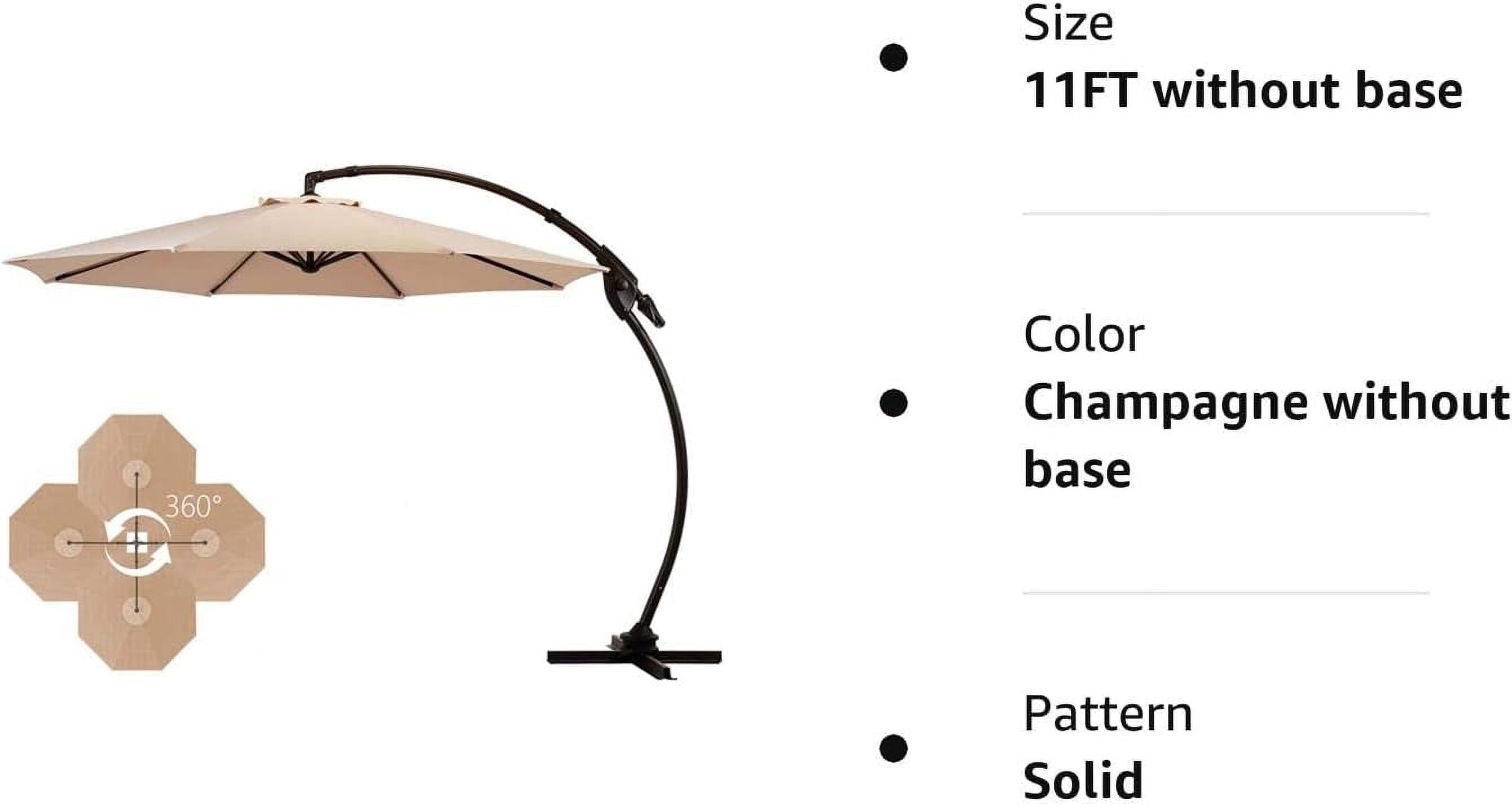 Grand Patio 11 ft Outdoor Offset Umbrella Deluxe Cantilever Umbrella with 360° Rotation for Backyard, Patio, Deck(Champagne, without Base)