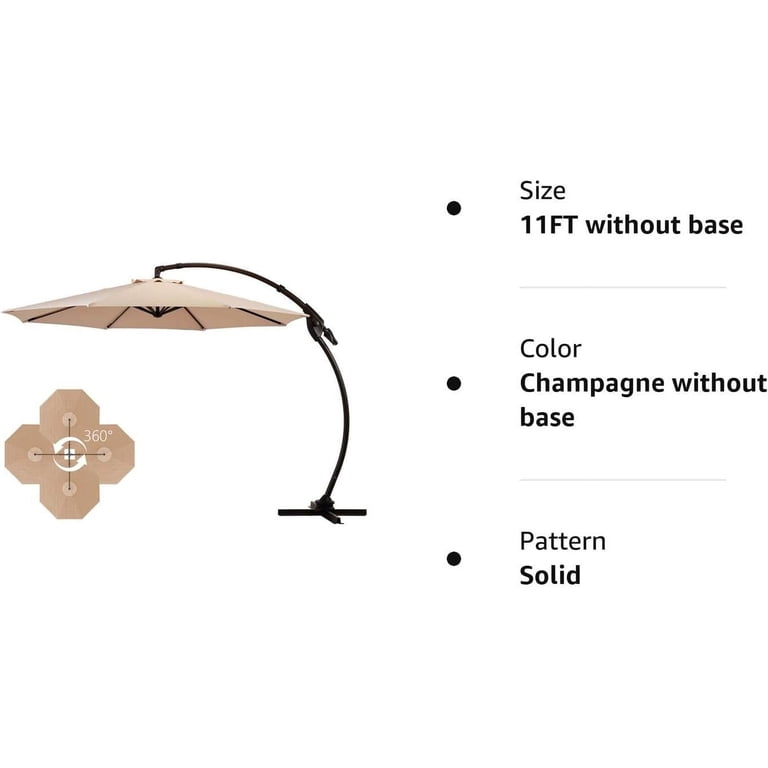 grand patio deluxe 11-foot cantilever umbrella Napoli 11 ft Offset with 360° Rotation button tilt allow you to adjust the umbrella as the sun moves Patio Umbrellas & Outdoor Furniture