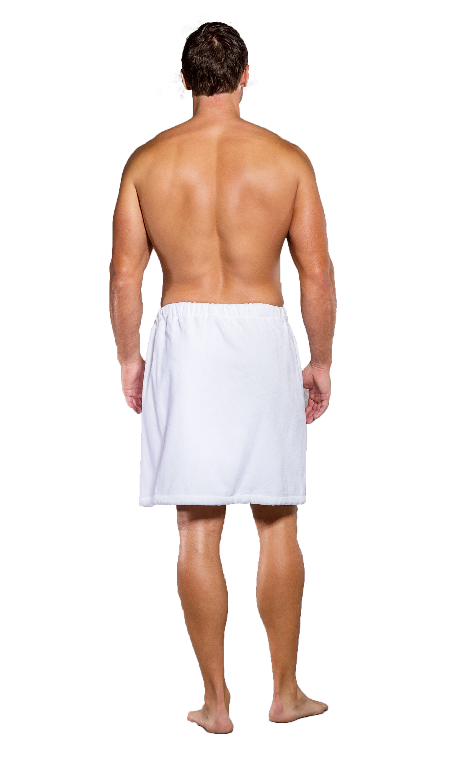 Turquaz Linen 100% Cotton Men White Terry Velour Cloth Body Wrap, Bath Towel Wrap