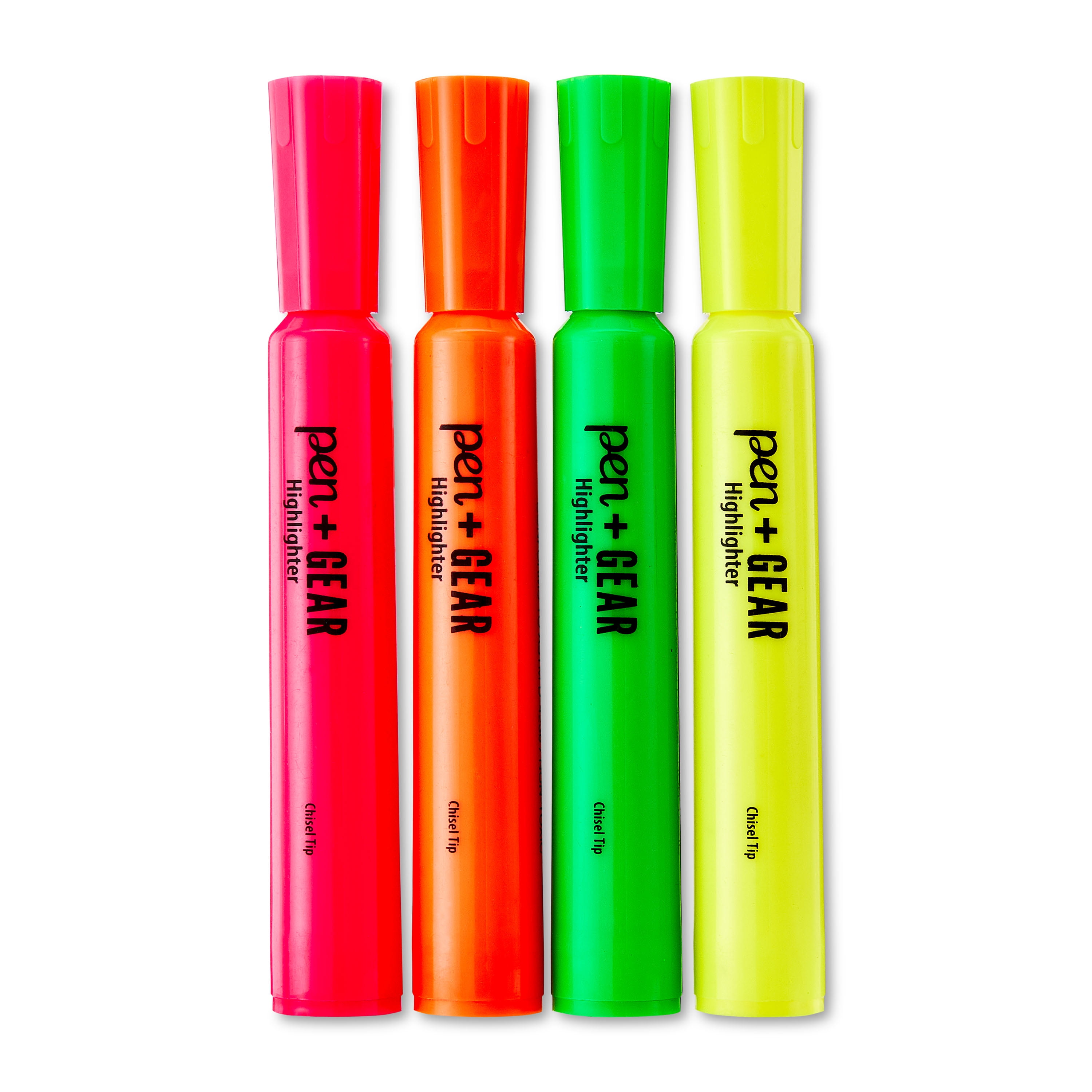 Surligneurs jumbo Pen+Gear, pointe biseautée, couleurs assorties, lot de 4