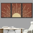 thumbnail image 3 of IDEA4WALL Framed Canvas Print Wall Art Set of 3 Shining Yellow Sun with Line Abstract Illustration Sunlight Rays Astronomy & Space Sky Modern Duotone Digital Art for Home Decor - Black 24"x36"x3, 3 of 5