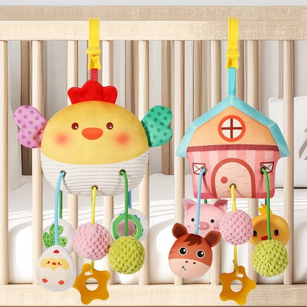 wycnly Kids Toys Puzzle Early Education Pulling Rope Pulling Soothing Doll Bed Bells Handcart Baby Cart Ringing Pendant for 0-3 Year Old Baby Toys for Boys