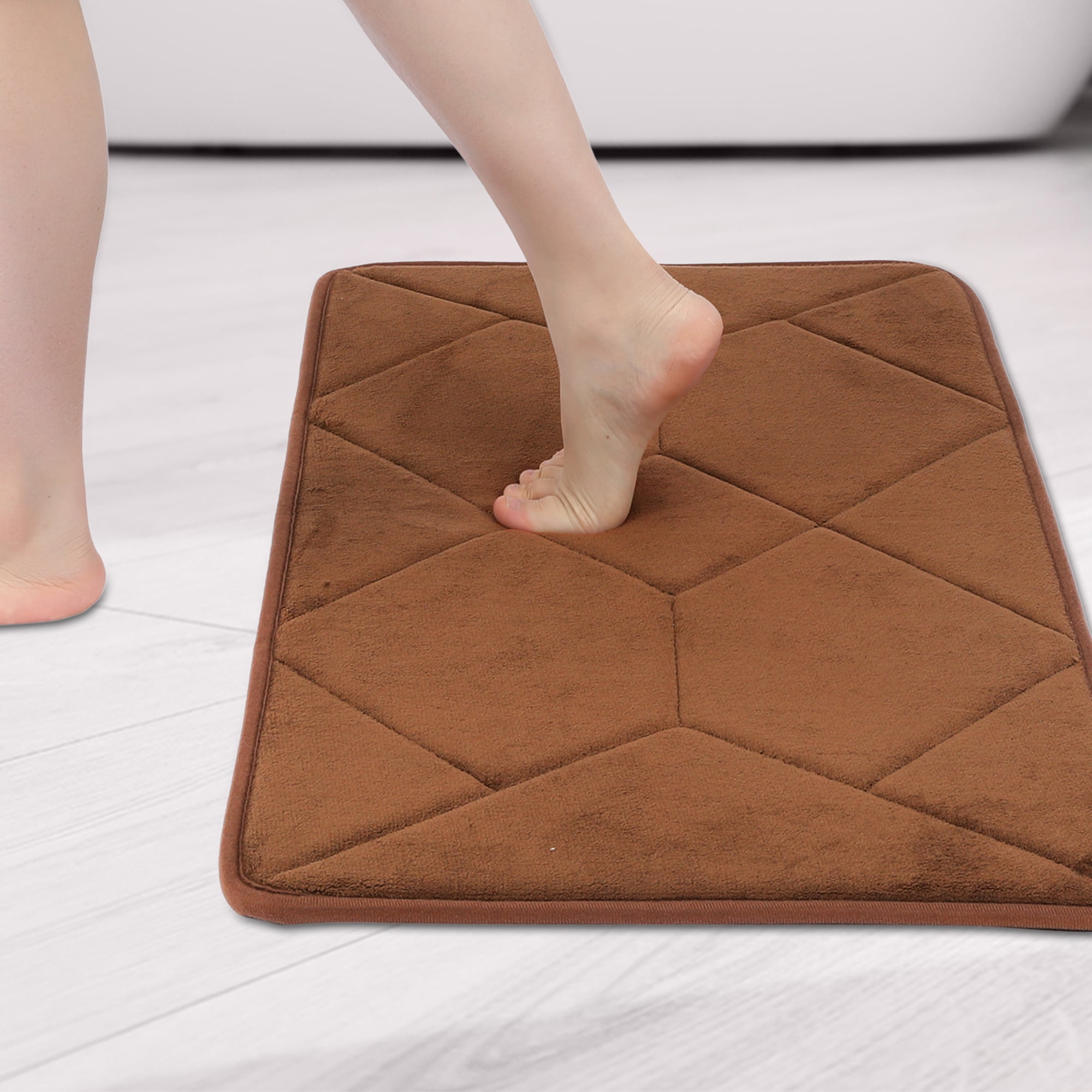 Unique Bargains Memory Foam Quick Dry Washable Non Slip Rugs Brown 20" x 32"