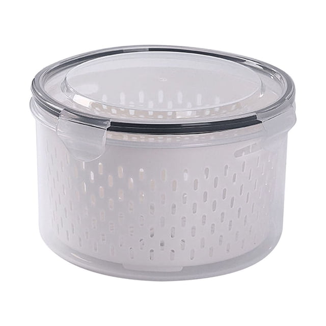 Plastic Storage Bins with Lids Large Size Fruit Vegetable Storage Containers for Fridge Draining Fresh Containers 3 in 1 Produce Storage Containers Large Organizer Bins with Lid & Colander