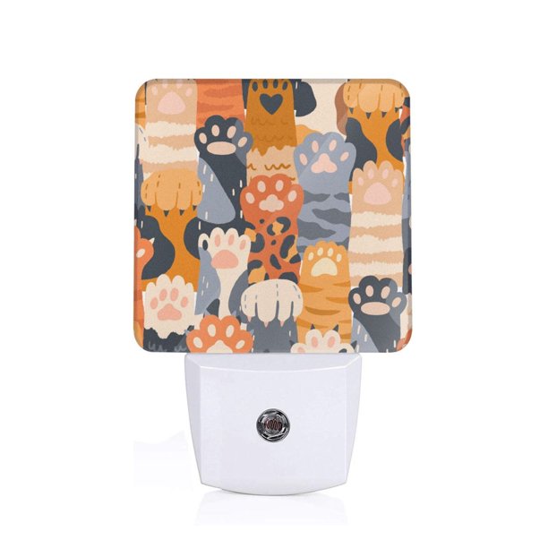 Balery Cute Cat Paw Luz Nocturna LED con Sensor Automático, Enchufe con Sensor Crepuscular, Luz Suave de 0.5W para Dormitorio, Pasillo, Baño-UK