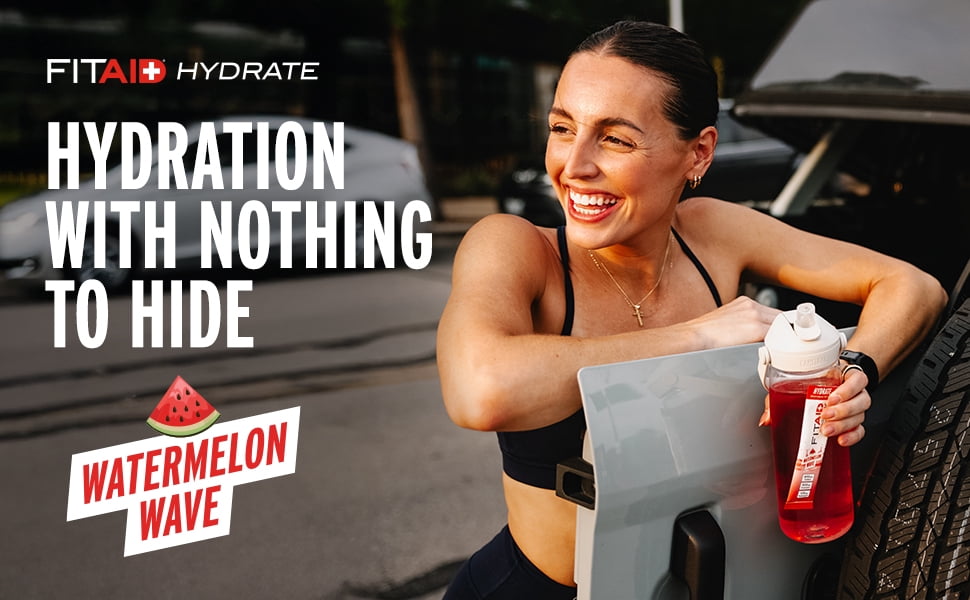FITAID HYDRATE Electrolyte and Hydration Mix, Watermelon Wave 30ct Box