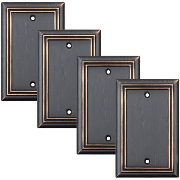 Sleeklighting 4 Pack Beveled Oil Rubbed Bronze Covers 1 Gang Blank Com - Oil Rubbed Bronze Blank Wall Plate