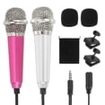 thumbnail image 1 of 2Pcs Mini Microphone, Tiny Microphone with Sponge Cover, Holder and Drawstring Bag Portable(Rose Red/Silver), 1 of 2