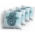 thumbnail image 5 of Ambesonne Hamsa Throw Pillow Cover 4 Pack, Ornate Popular, 20", Dark Blue Aqua, 5 of 7