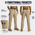 thumbnail image 4 of MASKERT Men's Work Pants Hiking Cargo Pants Water Resistant Stretch Outdoor Trousers with 9 Pockets, 4 of 9