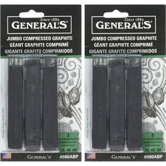 2-PACK - General Pencil Jumbo Compressed Graphite Stick Set, 3/Pkg