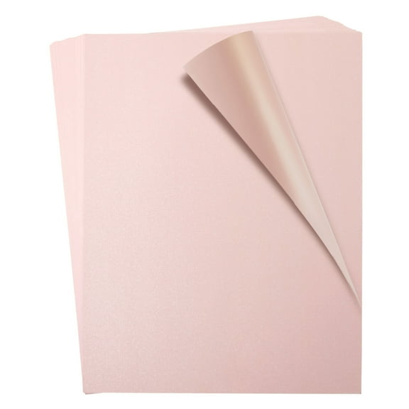 Paper Junkie Light Pink Shimmer Cardstock Paper - 48 Sheets, 8.5 x 11 In, 250 gsm - Double-Sided Scrapbook Paper for DIY Cards & Wedding Invites - Pink Shimmer Cardstock for Crafts