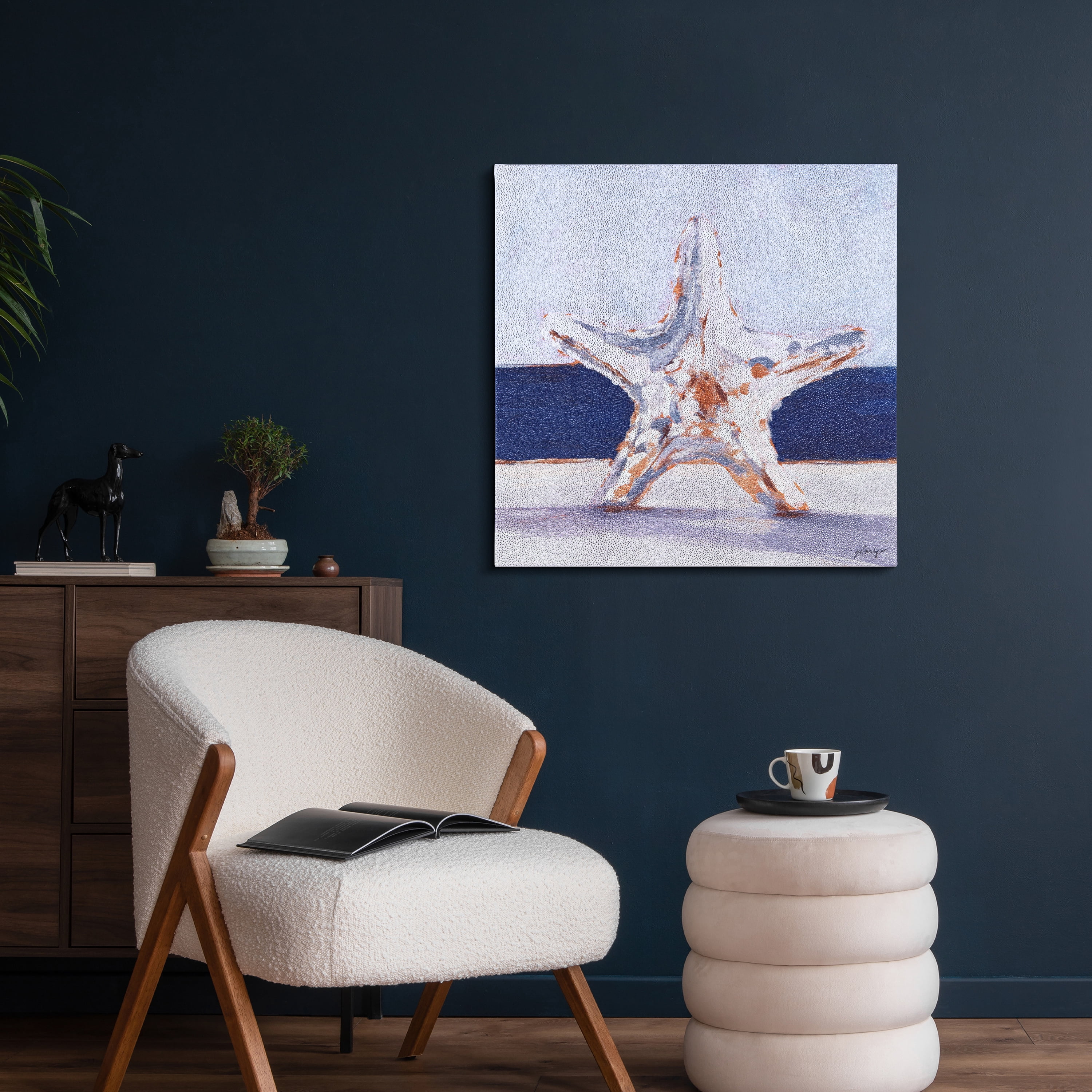 "Coastal Serenity I & II", Beach-themed Artwotk on Silver Metallic Shagreen Wrapped Canvas Wall Art Set, sized 22"x22"
