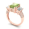 thumbnail image 2 of 4.27 ct Emerald Cut Natural Peridot 3 Stone 14K Rose Gold Womens Engagement Ring, 2 of 5