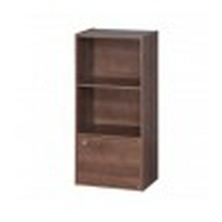 Iris 3 Tier Wood Bookcase Storage Shelf With Door Brown Walmart