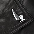 thumbnail image 2 of Cute Cartoon White Cat with Knife Shape Brooch Pin Kitten Lapel Pin for Clothes Bags Backpacks Hats Scarves, 2 of 4
