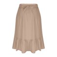 thumbnail image 4 of Women's Boho Flowy Midi Elastic High Waist Retro Pleated A-Line Flared Below Knee Skirts with Pocket, 4 of 6