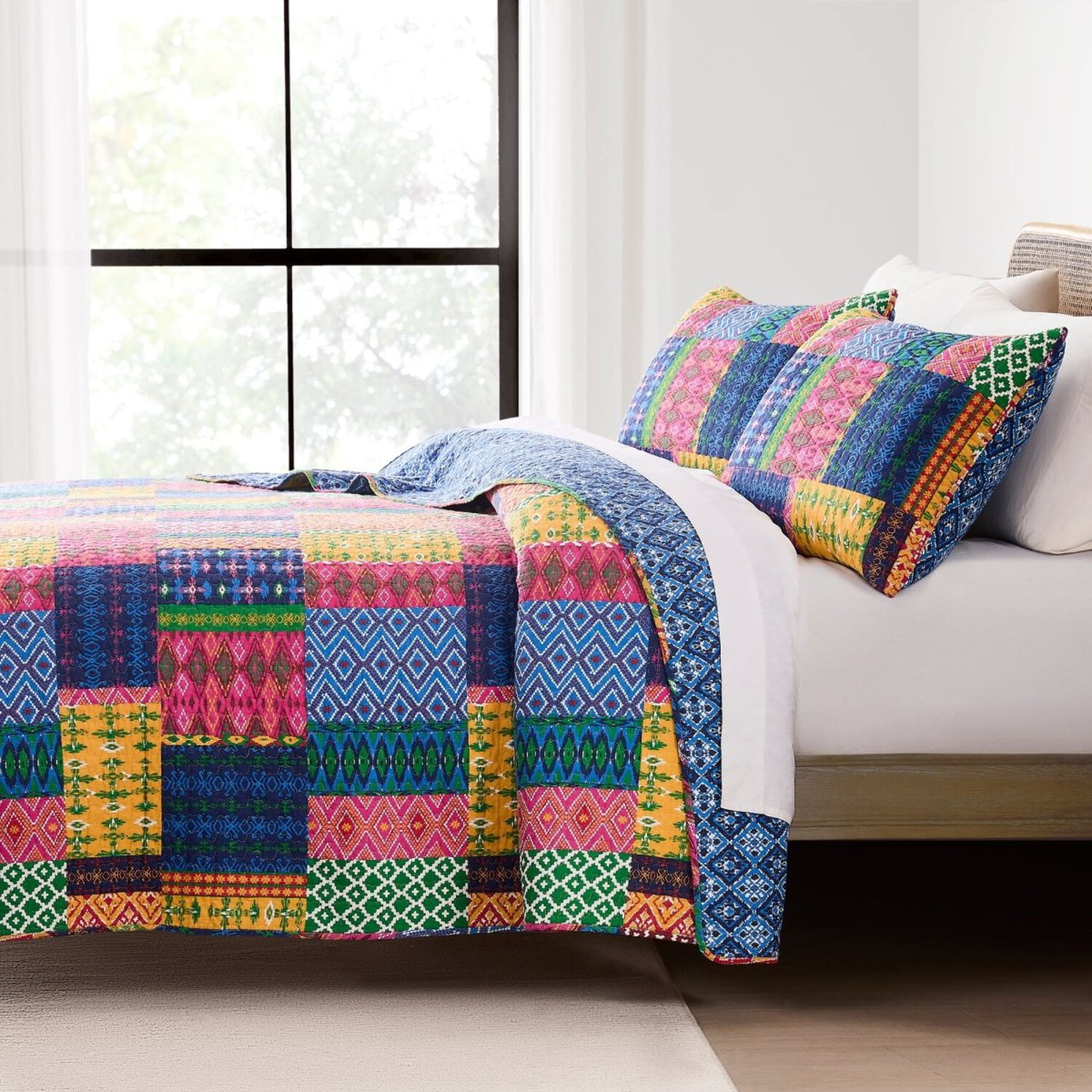 Lush Decor Misha Patchwork Cotton Reversible Quilt, Full/Queen