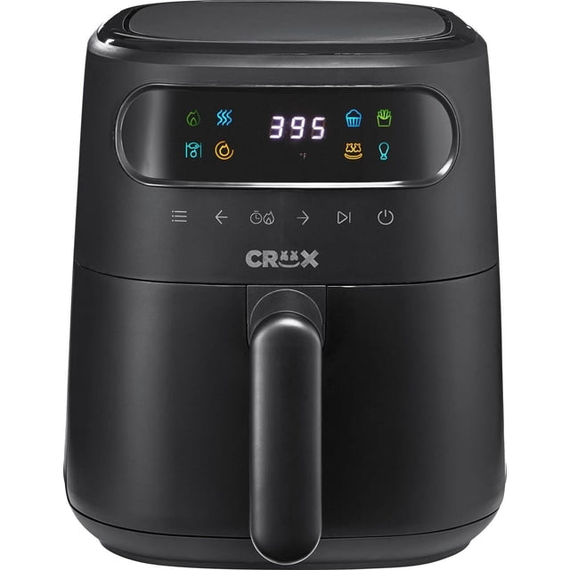 CRUX Freidora de aire digital 3.0 QT con tecnología TurboCrisp, control táctil, temporizador y apagado automático, totalmente programable, moldes de silicona incluido