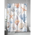 thumbnail image 5 of Coastal Shower Curtain Set, Waterproof Shower Curtains for Bathroom, Ocean Starfish Coral Shell Conch Aesthetics Blue Washable Fabric Cloth Bath Curtain for Bathtub Decoration with Hooks 72x78 Inches, 5 of 6