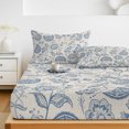 thumbnail image 6 of Twin XL Size Fitted Sheet Set - Blue Paisley 2 Piece Bedding Sets 16" Deep Pocket Fitted Sheet with 1 Pillowcases, Vintage Boho Flower Botanical Leaf Branch Brushed Microfiber Hotel Luxury Bed Sheets, 6 of 9