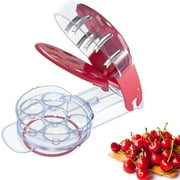 Znfrt Cheery Cherries Pitter Seed Removing Tool Home Office Travel Fruit Stone Extractor Seed Remover Cherry Pitter and Juice Container 6 Cherries Red