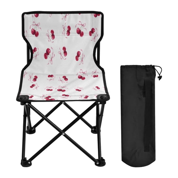 600D Oxford Camping Chair Portable Foldable Chair Supports 220 lbs for Picnic, Fishing, Backpacking Watercolor Cherries Pattern