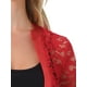 thumbnail image 5 of Inspire Chic Cárdigan Corto de Encaje con Mangas Cortas y Panel de Satén para Mujeres en Rojo M, 5 of 6