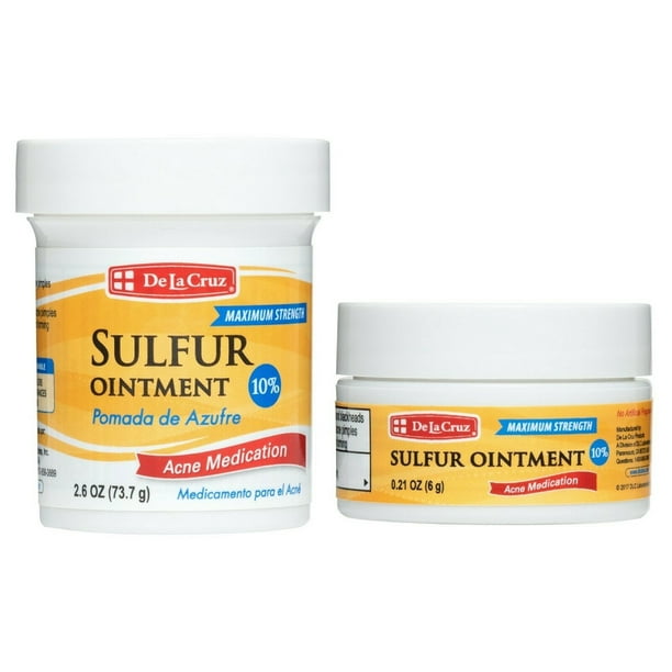 De La Cruz 10 Sulfur Ointment Acne Medication 2.6 OZ +TRAVEL JAR, Made