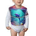 thumbnail image 4 of Bingfone Mess-Proof Baby Bib - Waterproof Bib for Baby Boy or Girl with Food Catcher Pocket, Unisex-Hawaiian Island Dolphin, 4 of 6