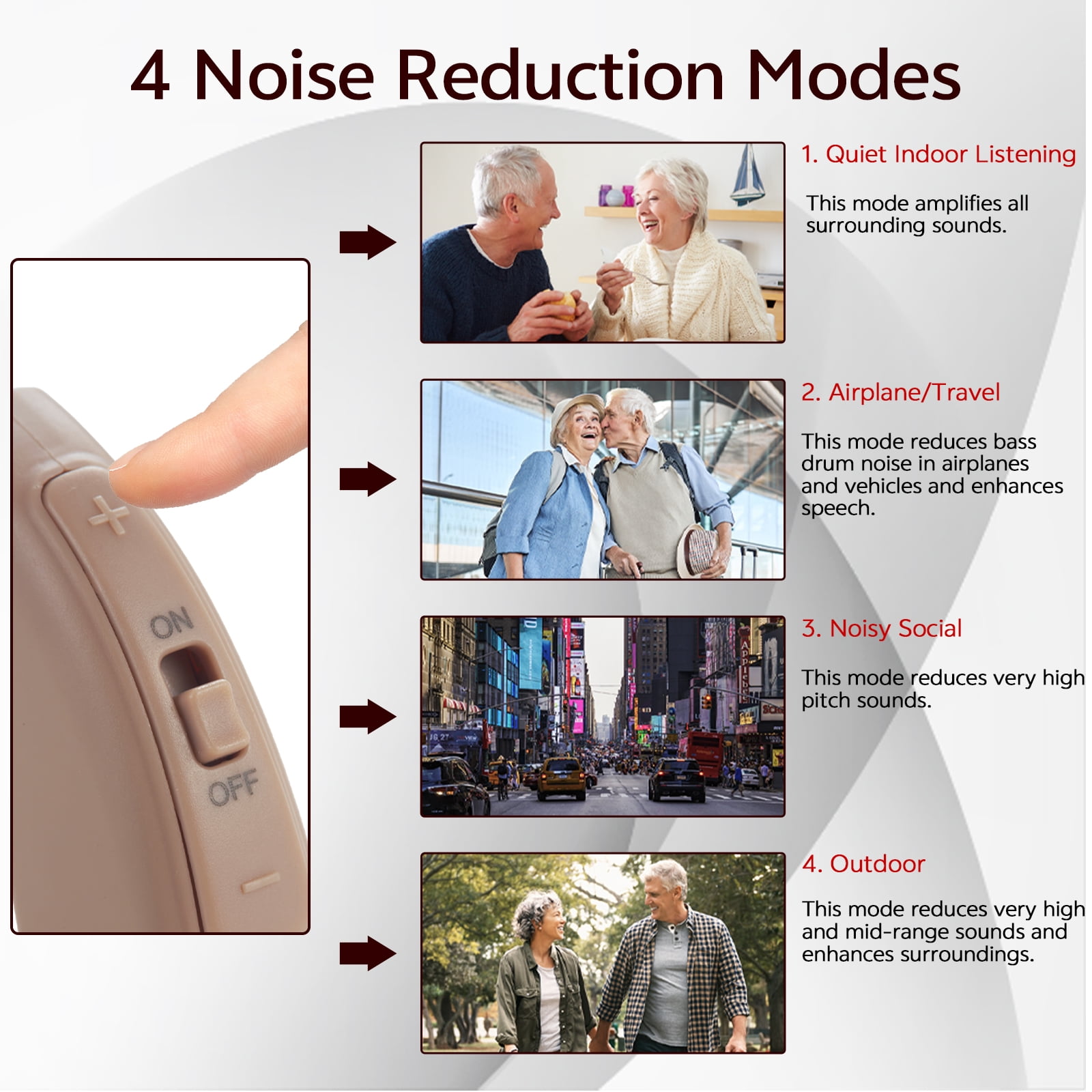 Delmicure Digital Hearing Aids for Seniors, Rechargeable, Noise Cancelling, Universal Fit, VHP-1704, Beige, Single
