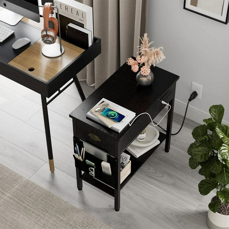 NEW End order Table (French Oak Gray & Black) ( Side Night Stand Bedside Coffee Table