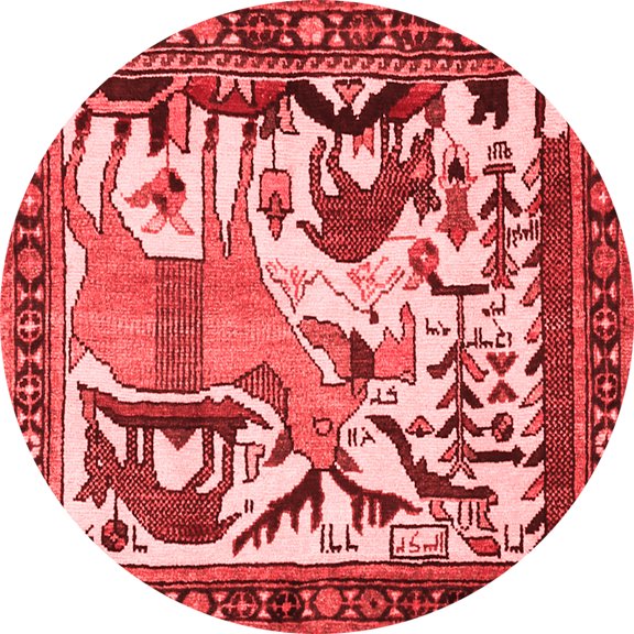 Ahgly Company Indoor Round Animal Red Traditional Area Rugs, 5' Round