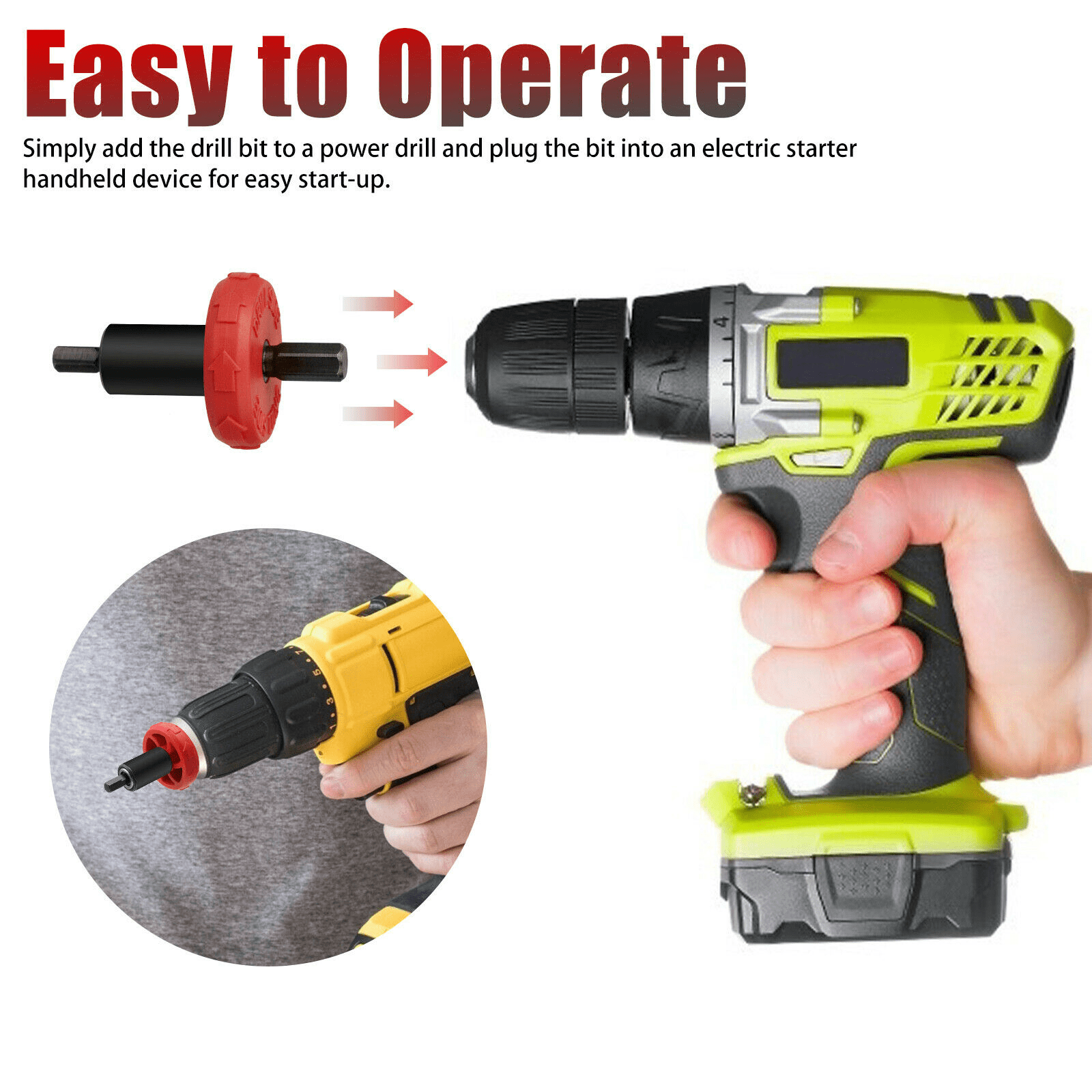 Crazyview Jump Start Electric Engine Easy Starter Drill Bit Adapter For Troy-Bilt Trimmers