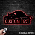 thumbnail image 2 of Craftnamesign Custom Lazy Cat Metal Sign LED Light, Cute Kitten Metal Sign, Funny Cat Wall Art, 2 of 5