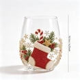 thumbnail image 3 of Christmas Glass Art Cup, Decor Drinking Glass Cup, Stemless Wine Glasses Holiday Glassware for Coffee, Tea, Juice, Milk, Xmas Party Home Festive Decor Gifts (Stocking), 3 of 7