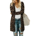 thumbnail image 5 of UTTOASFAY Coat Women'S Open Front Leopard Cardigan Pockets Long Sleeve Lightweight Sweater Coat Brown 12(XL), 5 of 6