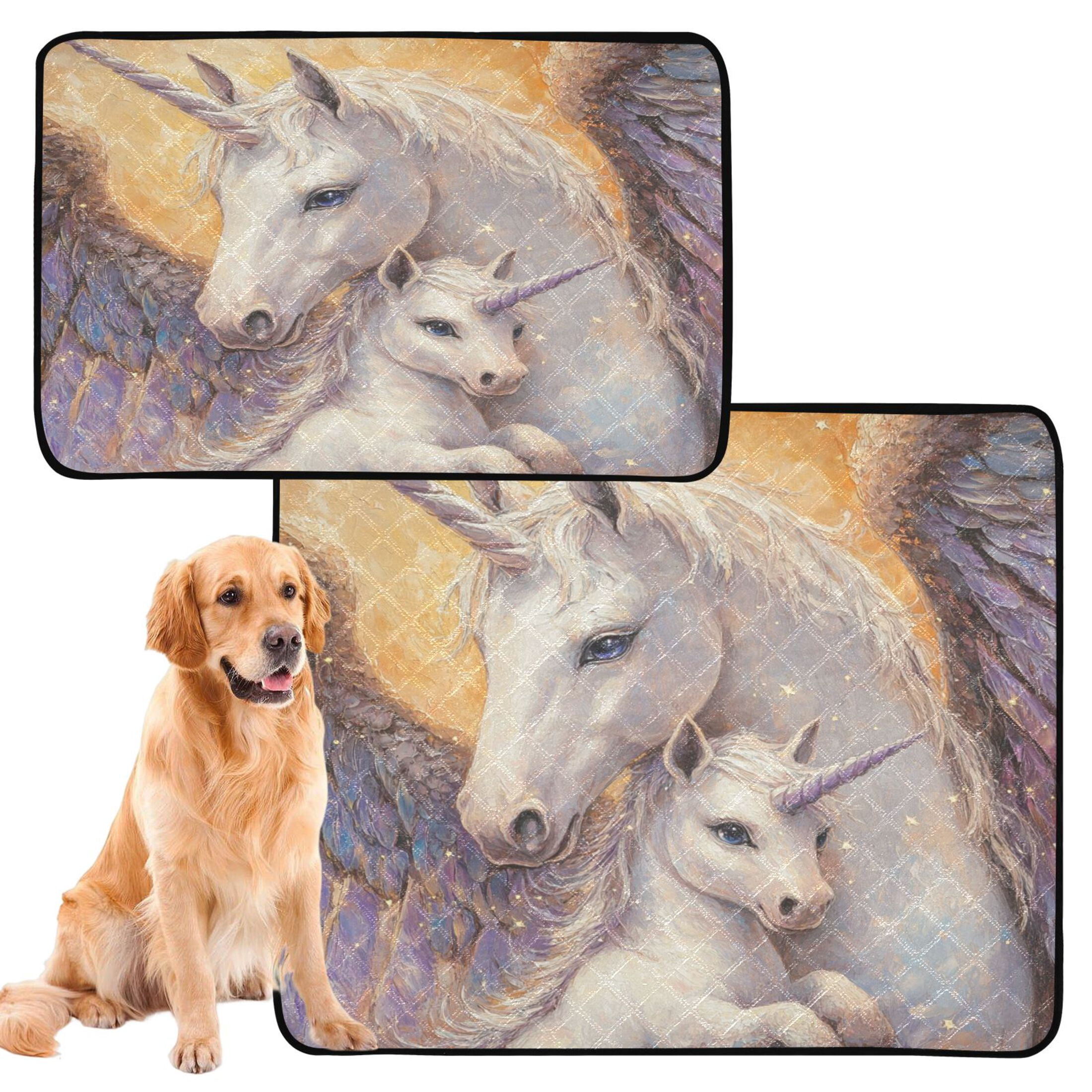 Qxltty Unicorn Family Cat litter Pads Pet Set of 3 Diaper Mats Center Anti-leakage Layer Absorbent Soft and Comfortable